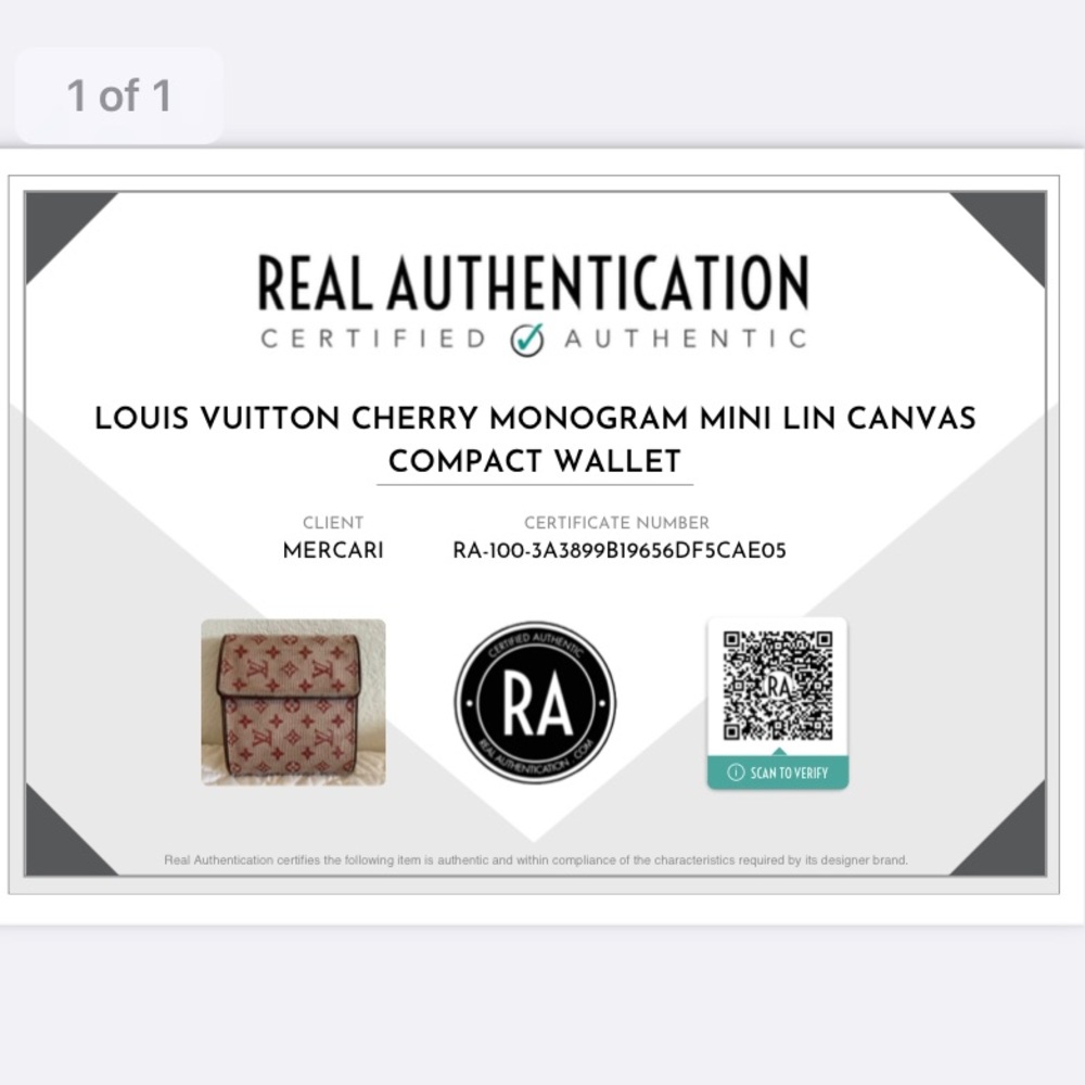 Authentic Louis Vuitton Cherry Monogram Mini Lin Canvas Compact Wallet - Picture 2 of 16